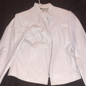 100% white Leather Motorcycle Jacket
